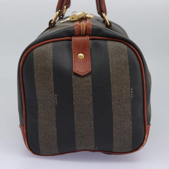FENDI Pecan Canvas Boston Bag Black Brown Auth yk17380