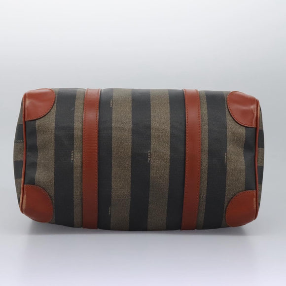 FENDI Pecan Canvas Boston Bag Black Brown Auth yk17380