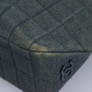 CHANEL Choco Bar Hand Bag Denim Blue CC Auth yk17394-14