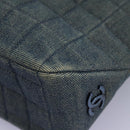 CHANEL Choco Bar Hand Bag Denim Blue CC Auth yk17394-16
