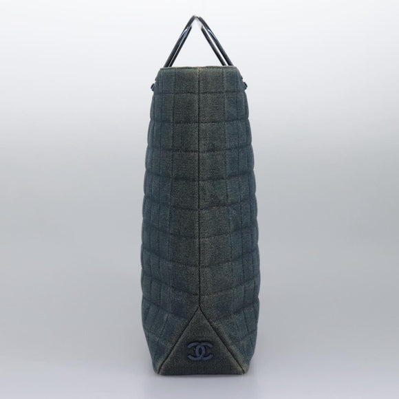 CHANEL Choco Bar Hand Bag Denim Blue CC Auth yk17394