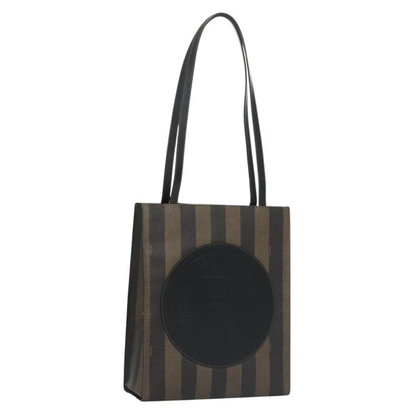 FENDI Pecan Canvas Tote Bag Brown Black Auth yk17395
