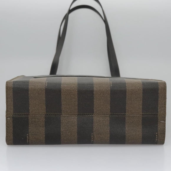 FENDI Pecan Canvas Tote Bag Brown Black Auth yk17395