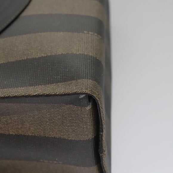 FENDI Pecan Canvas Tote Bag Brown Black Auth yk17395