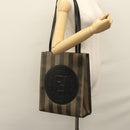 FENDI Pecan Canvas Tote Bag Brown Black Auth yk17395-22