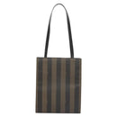 FENDI Pecan Canvas Tote Bag Brown Black Auth yk17395-2