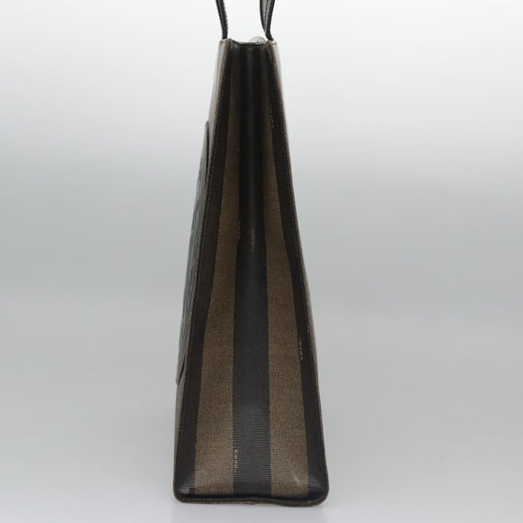 FENDI Pecan Canvas Tote Bag Brown Black Auth yk17395