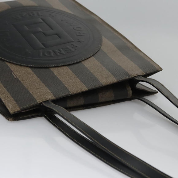 FENDI Pecan Canvas Tote Bag Brown Black Auth yk17395