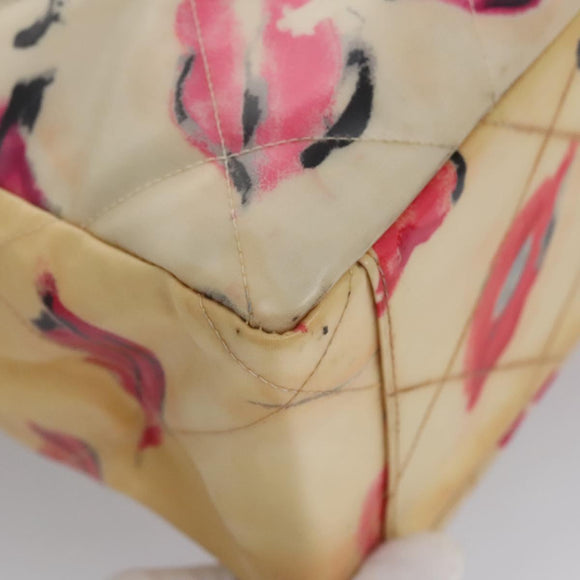 CHANEL Matelasse Chain COCO Mark Lip Tote Bag Vinyl Red CC Auth yk17404