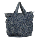 CHANEL Arabesque Tote Bag Canvas Navy CC Auth yk17405-1