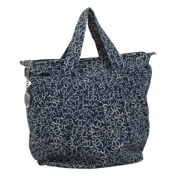 CHANEL Arabesque Tote Bag Canvas Navy CC Auth yk17405