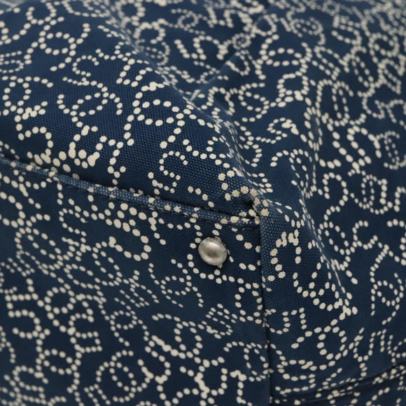 CHANEL Arabesque Tote Bag Canvas Navy CC Auth yk17405