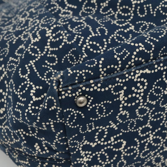 CHANEL Arabesque Tote Bag Canvas Navy CC Auth yk17405