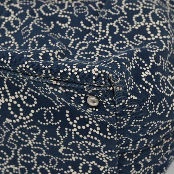 CHANEL Arabesque Tote Bag Canvas Navy CC Auth yk17405