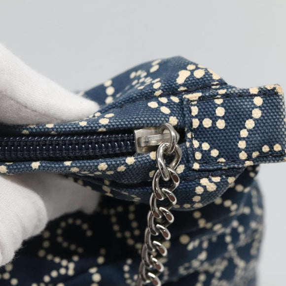 CHANEL Arabesque Tote Bag Canvas Navy CC Auth yk17405