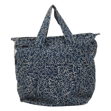 CHANEL Arabesque Tote Bag Canvas Navy CC Auth yk17405 - 0