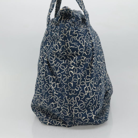 CHANEL Arabesque Tote Bag Canvas Navy CC Auth yk17405
