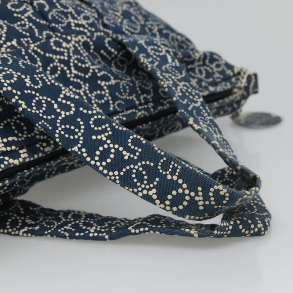 CHANEL Arabesque Tote Bag Canvas Navy CC Auth yk17405