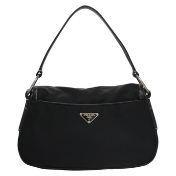 PRADA Shoulder Bag Nylon Leather Black Silver Auth yk17421V - 0
