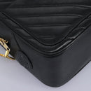 CHANEL Chain V Stitch Shoulder Bag Lamb Skin Black Gold CC Auth yk17457-15