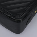 CHANEL Chain V Stitch Shoulder Bag Lamb Skin Black Gold CC Auth yk17457-16