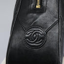 CHANEL Chain V Stitch Shoulder Bag Lamb Skin Black Gold CC Auth yk17457-19