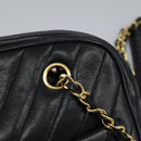 CHANEL Chain V Stitch Shoulder Bag Lamb Skin Black Gold CC Auth yk17457-20