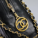 CHANEL Chain V Stitch Shoulder Bag Lamb Skin Black Gold CC Auth yk17457-21
