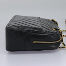 CHANEL Chain V Stitch Shoulder Bag Lamb Skin Black Gold CC Auth yk17457-4