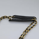 CHANEL Chain V Stitch Shoulder Bag Lamb Skin Black Gold CC Auth yk17457-14