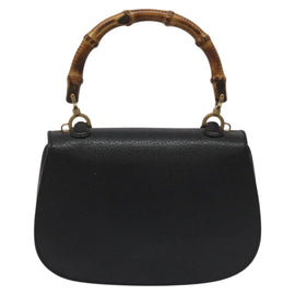 GUCCI Bamboo Hand Bag Leather Black Gold 000 2113 0188 Auth yk17496V - 0