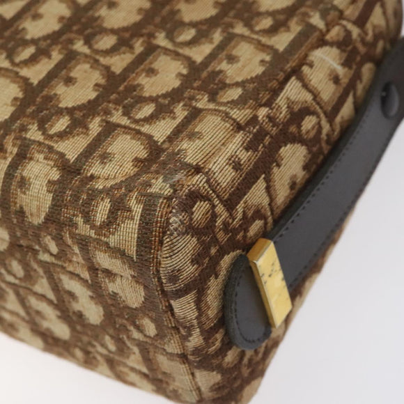 Christian Dior Trotter Canvas Shoulder Bag Brown Gold Auth yk17509