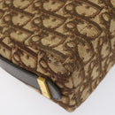 Christian Dior Trotter Canvas Shoulder Bag Brown Gold Auth yk17509-17
