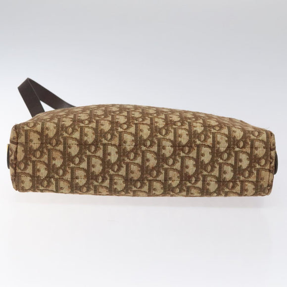 Christian Dior Trotter Canvas Shoulder Bag Brown Gold Auth yk17509