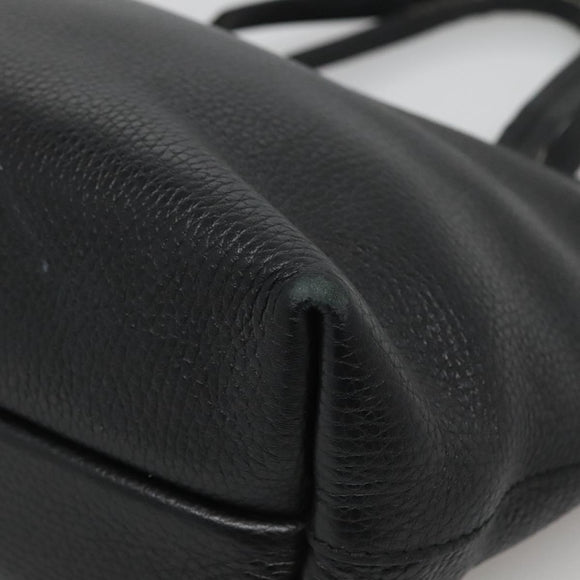 Salvatore Ferragamo Gancini Hand Bag Leather Black Gold Auth yk17510