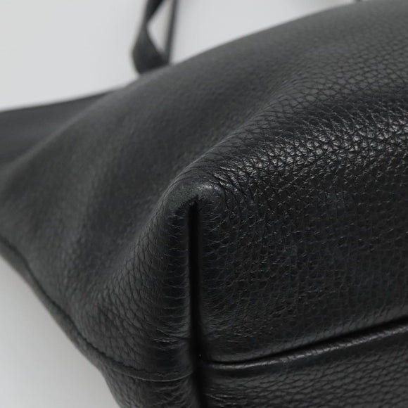 Salvatore Ferragamo Gancini Hand Bag Leather Black Gold Auth yk17510