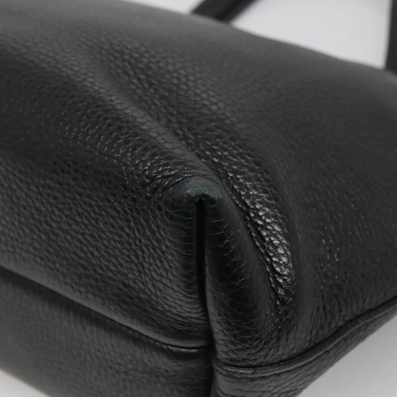 Salvatore Ferragamo Gancini Hand Bag Leather Black Gold Auth yk17510