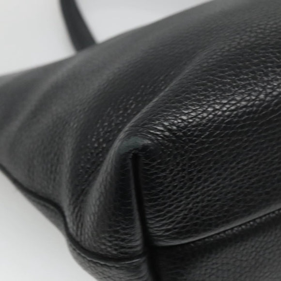 Salvatore Ferragamo Gancini Hand Bag Leather Black Gold Auth yk17510