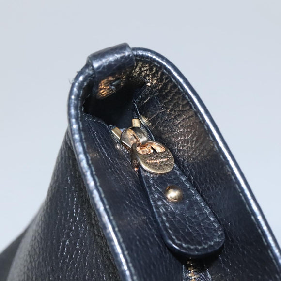 Salvatore Ferragamo Gancini Hand Bag Leather Black Gold Auth yk17510