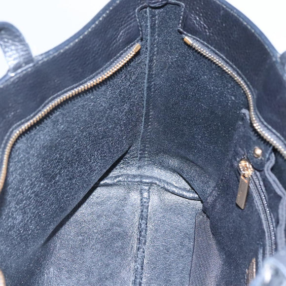 Salvatore Ferragamo Gancini Hand Bag Leather Black Gold Auth yk17510