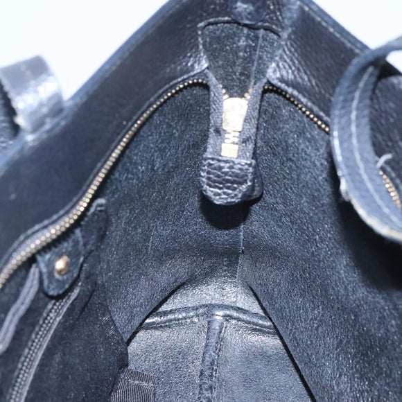 Salvatore Ferragamo Gancini Hand Bag Leather Black Gold Auth yk17510