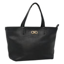 Salvatore Ferragamo Gancini Hand Bag Leather Black Gold Auth yk17510-1