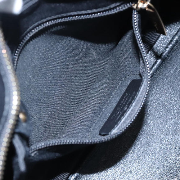 Salvatore Ferragamo Gancini Hand Bag Leather Black Gold Auth yk17510