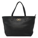 Salvatore Ferragamo Gancini Hand Bag Leather Black Gold Auth yk17510-13