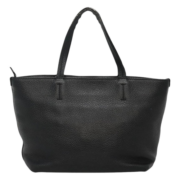 Salvatore Ferragamo Gancini Hand Bag Leather Black Gold Auth yk17510