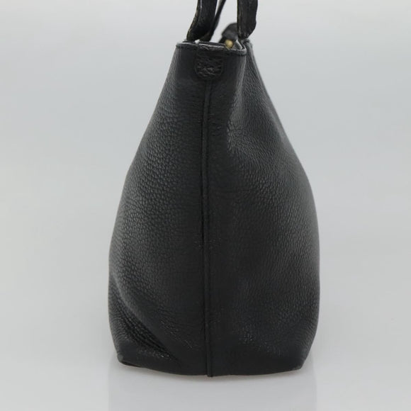 Salvatore Ferragamo Gancini Hand Bag Leather Black Gold Auth yk17510