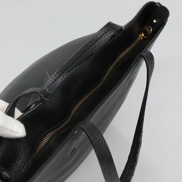 Salvatore Ferragamo Gancini Hand Bag Leather Black Gold Auth yk17510