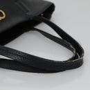 Salvatore Ferragamo Gancini Hand Bag Leather Black Gold Auth yk17510-7