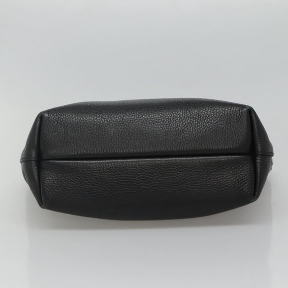 Salvatore Ferragamo Gancini Hand Bag Leather Black Gold Auth yk17510