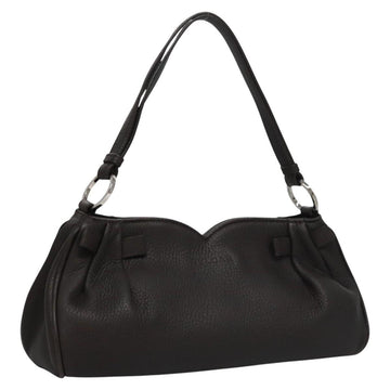 BVLGARI Hand Bag Leather Brown Auth yk17514